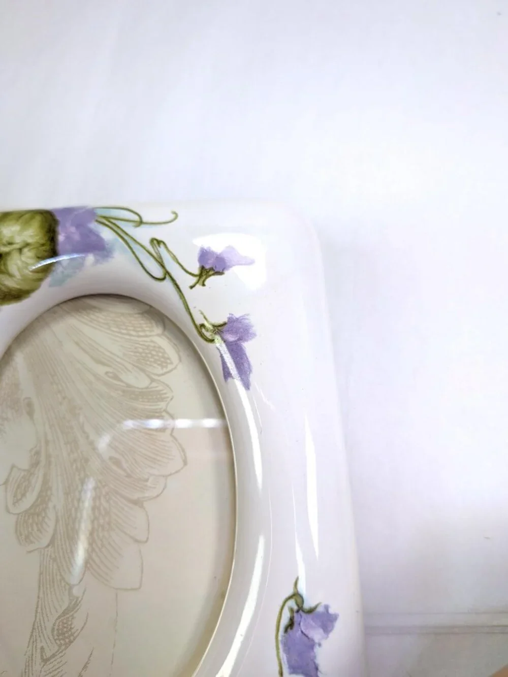 Vintage 1987 Terragraphics Porcelain Floral Photo Frame Purple Violets Lavendar